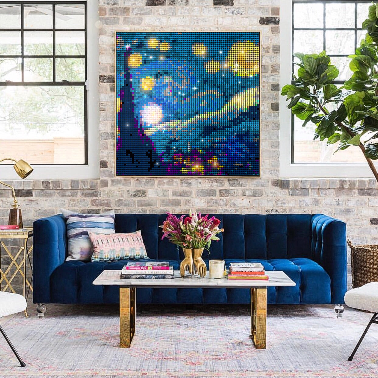 Starry Night Sequin Pixel Wall Art by Pix Perfect